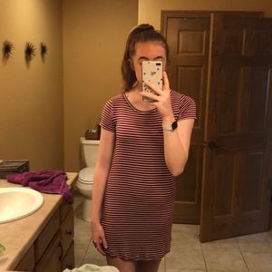 Maroon stripped t-shirt dress
